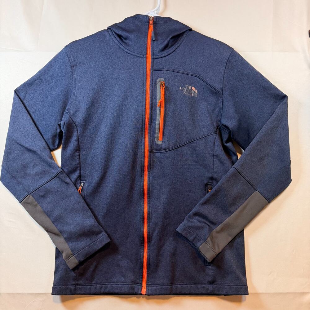 The North Face Men's Mountain Athletics Full-Zip Hoodie Blue Orange Zip Size Med